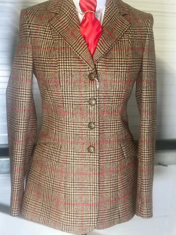 IN STOCK: UNIQUE BROWN TWEED PRINCESS CUT JACKET Unique Women's Upcycled