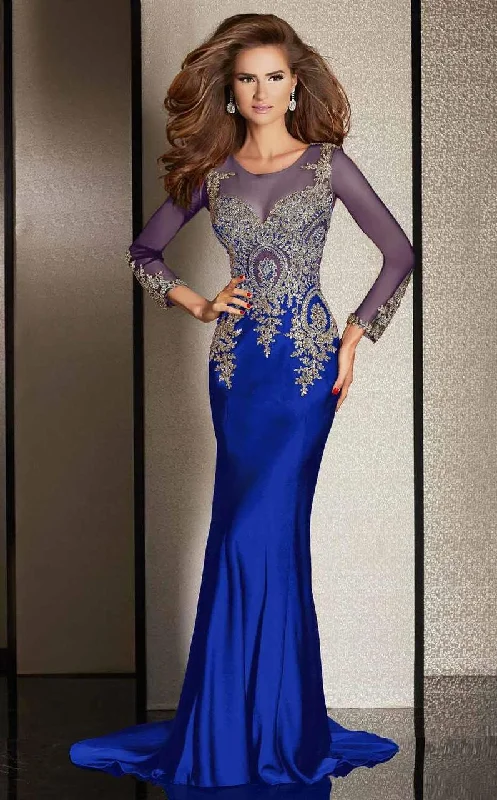 Clarisse - M6203 Embellished Illusion Scoop Dress