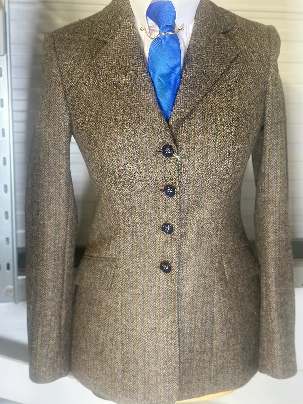 IN STOCK: UNIQUE HERRINGBONE TWEED PRINCESS CUT JACKET Elegant Women's 