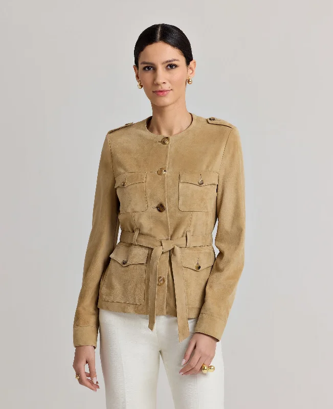 Four Pocket Suede Jacket Tan