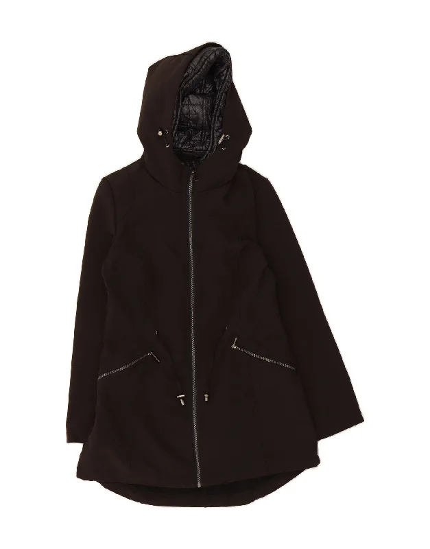 FRENCH CONNECTION Womens Hooded Raincoat UK 6 XS Black Polyester Modern Women's 
