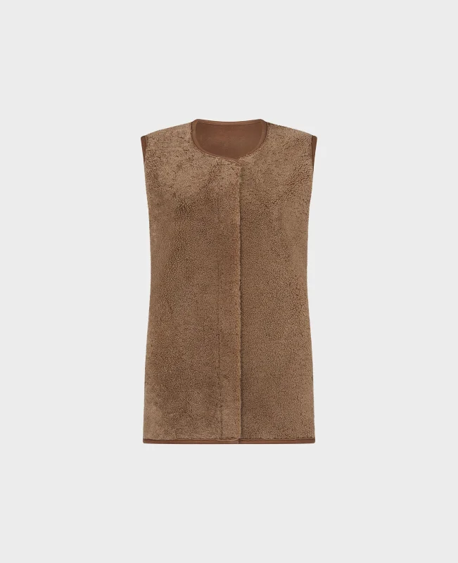 Reversible Sheepskin Fur Waistcoat Feminine Women's Soft 