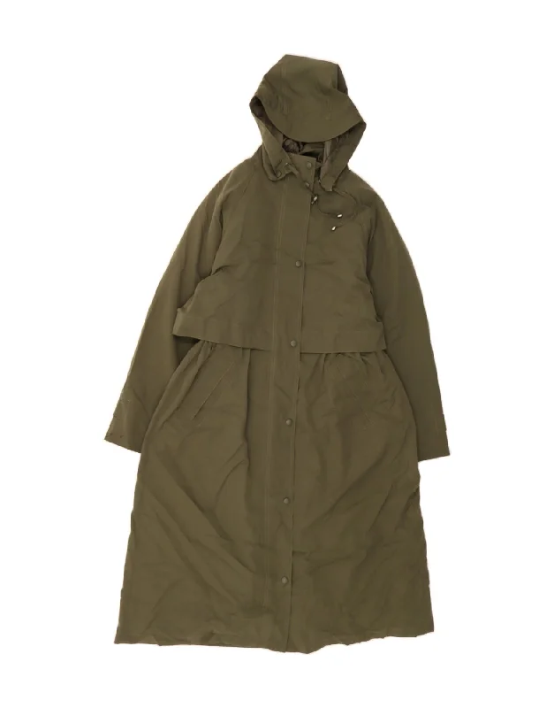 L.L.BEAN Womens Hooded Overcoat UK 16 Large Khaki Polyester Athletic Women's High - 