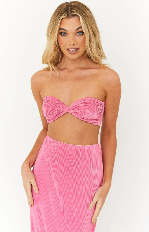 Elena Pink Crop Top Minimalist Women's Casual