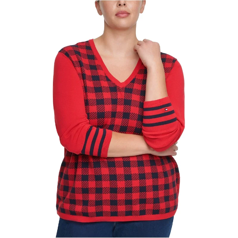 Tommy Hilfiger Womens Buffalo Check Pullover Sweater Street