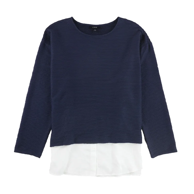 Alfani Womens Layered-Look Colorblocked Pullover Blouse Elegant Women's 