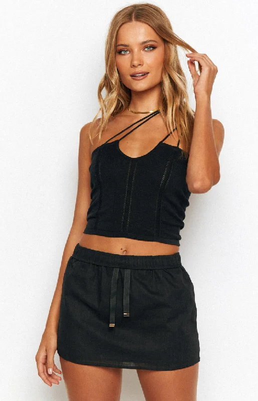 Chloe Black Knit Crop Top Sophisticated Women's 